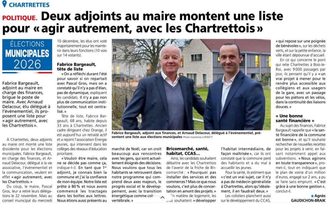 Article dans la République de Seine-et-Marne – édition du 15 décembre 2025